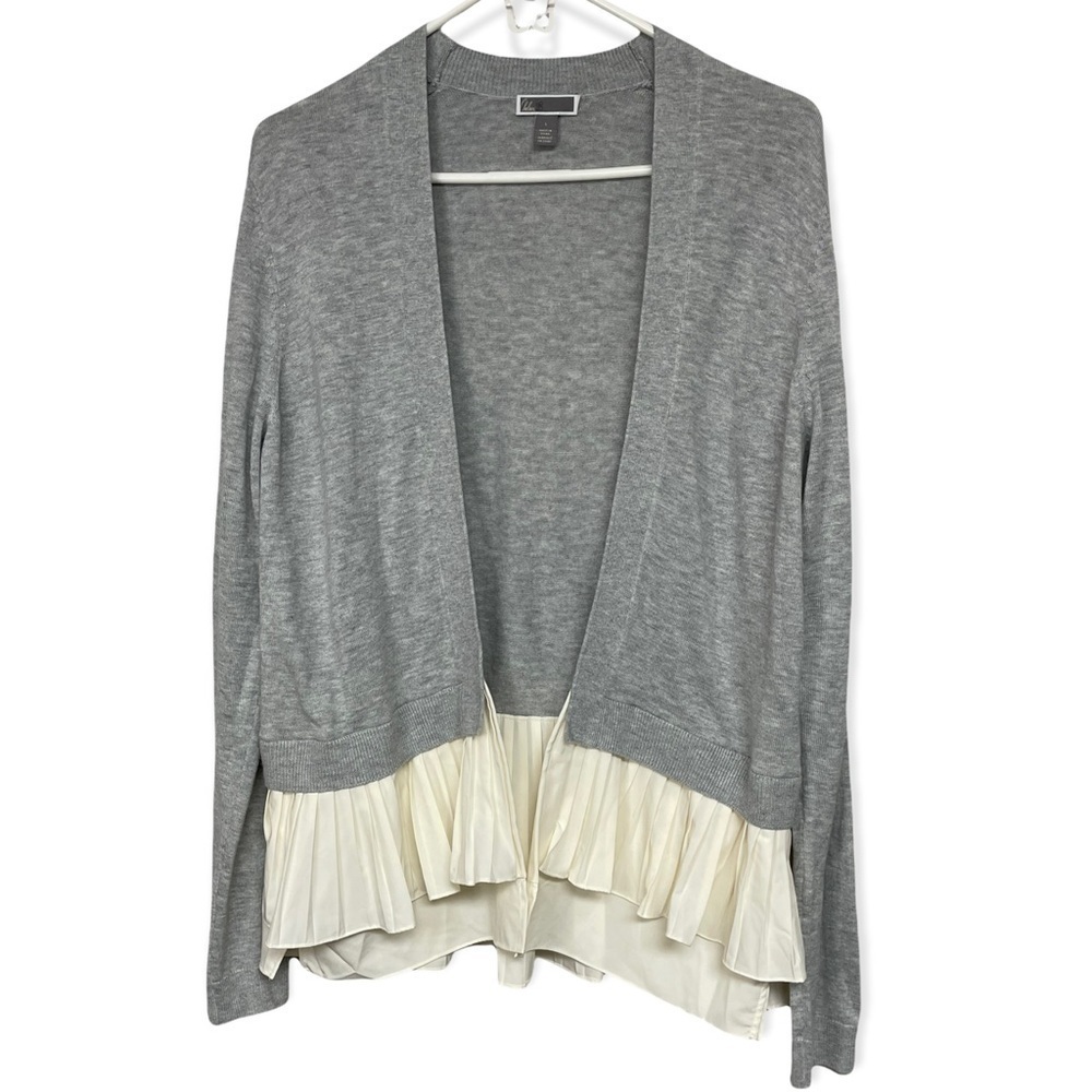 Chelsea28 Gray Cashmere Blend Open Front Sweater Large